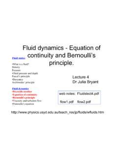 Fluid Dynamics Equation Of Continuity And Bernoullis Fluid