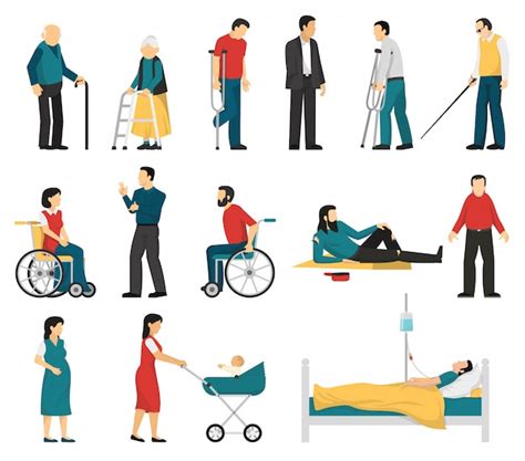 Disabled People Set Vector Free Download