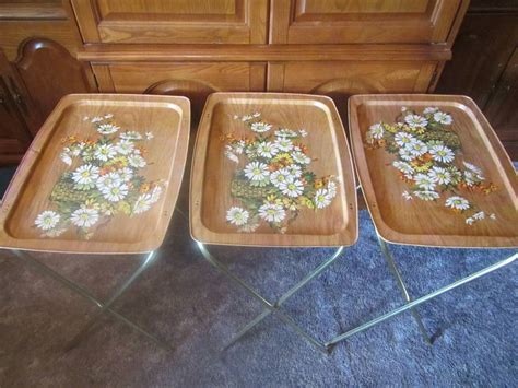 Set Of Floral Metal Tv Trays Metal Trays Tv Tables Etsy Metal Tv