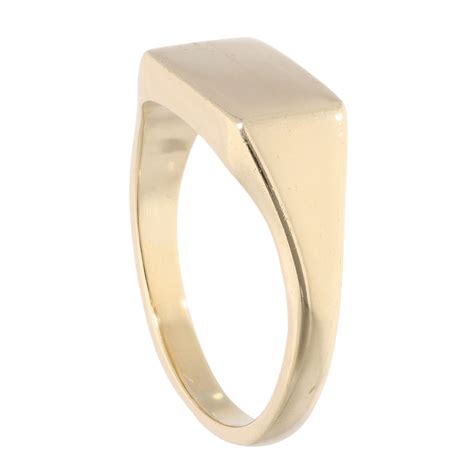 Ct Yellow Gold Plain Rectangular Signet Ring Ramsdens Jewellery