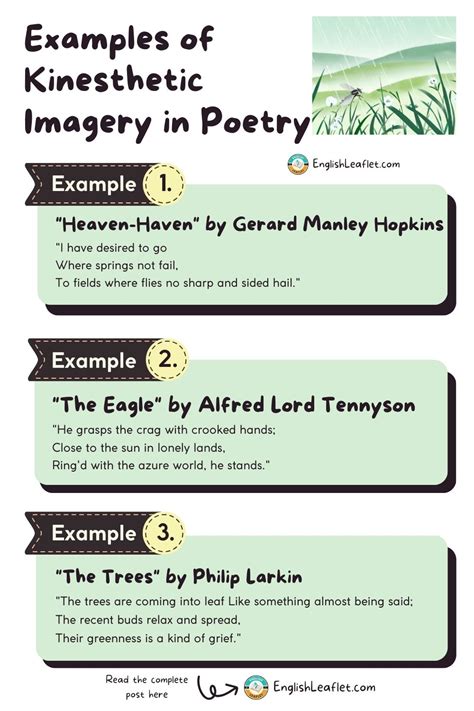 Examples of Kinesthetic Imagery in Poetry - EnglishLeaflet