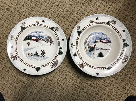 Set Of Tienshan Folkcraft Winter Side Stoneware Salad Plates