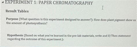 Solved Experiment Paper Chromatographyresult Chegg