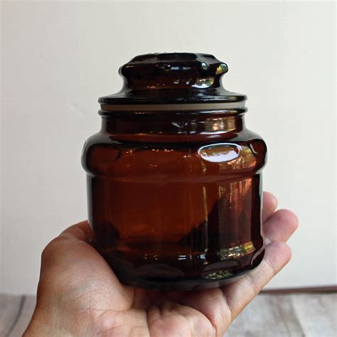 Vintage Brown Amber Glass Apothecary Jar Canister Set of 4 with Lids ...