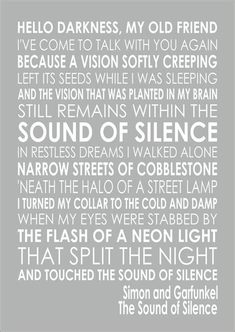 Sound Of Silence Simon And Garfunkel Word Typography Words Song Lyric