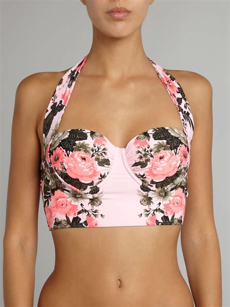 Seafolly Bella Rose Long Line Bustier Bikini Top In Pink Lyst