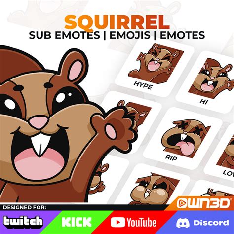 Squirrel Emotes 8 Pack Twitch Kick YouTube Discord