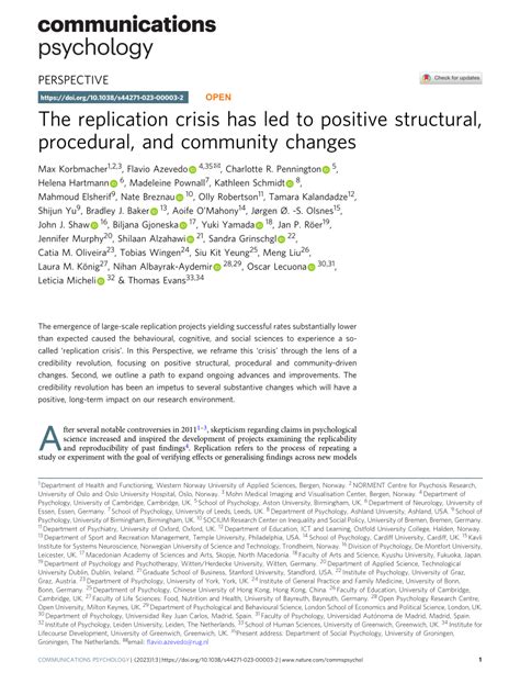 PDF The Replication Crisis Has Led To Positive Structural Procedural