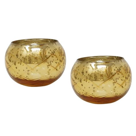 Gold And Silver Speckled Glass Antique Finish Tealight Votive Candle