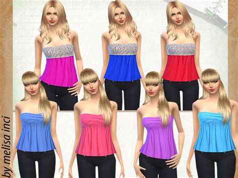 The Sims Resource Bandeau Top Paillette Silver