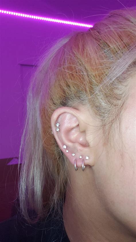 My W Lobe Piercing Double Upper Lobe Double Helix Rpiercing