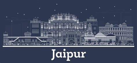 Outline Jaipur India City Skyline With White Buildings 17403987 Vector