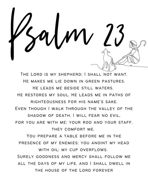 Psalm Entire Chapter The Lord Is My Shepherd Scripture Art Printable