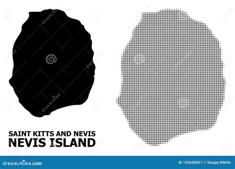 Vector Halftone Mosaic And Solid Map Of Nevis Island Stock Vector