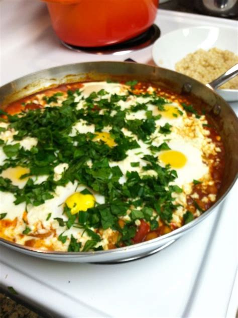 Meatless Monday Shakshuka “poached Eggs In Tomato Sauce With Chickpeas And Feta” Shakshuka