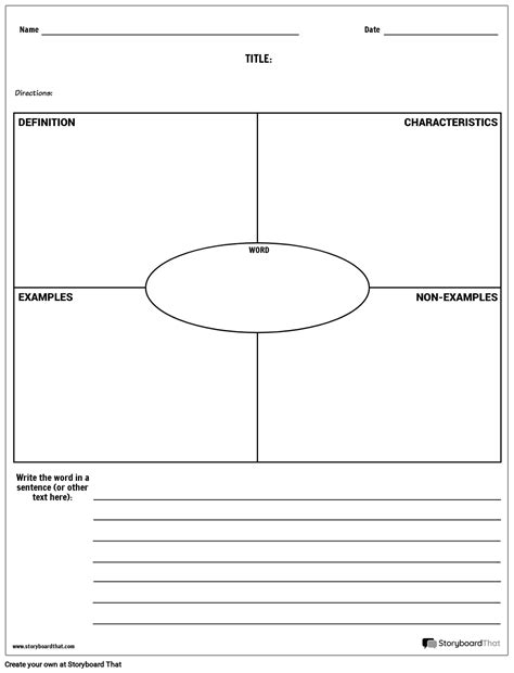 Vocabulary Worksheet Templates Storyboardthat