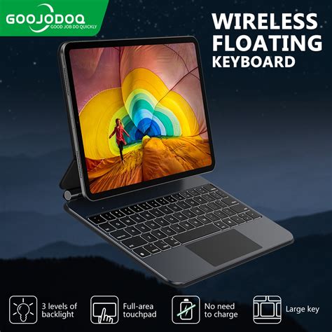 Goojodoq For Ipad Floating Keyboard Wireless Bluetooth Keyboard Case