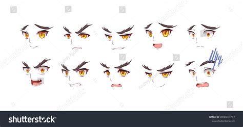 Anime Manga Expressions Eyes Set Boy Stock Vector (Royalty Free ...