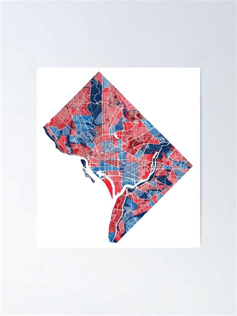 Washington Dc Neighborhood Map Poster By Polliadesign Redbubble