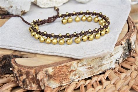 Brass Bell Anklet Macrame Anklet Tribal Anklet With Brass Etsy