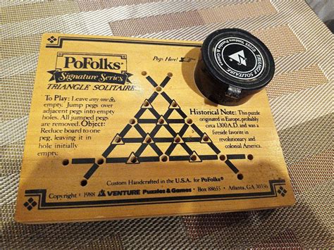 Pofolks Triangle Solitaire Peg Board Game Metal Pegs For Sale In