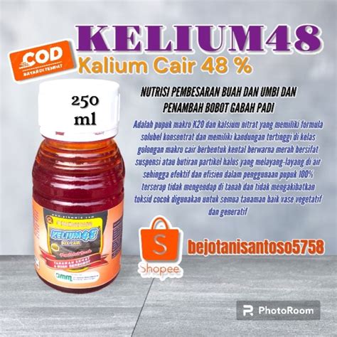 Jual Kalium Cair Merk KELIUM 48 Kemasan 250 Ml Nutrisi Tanaman Pembesar