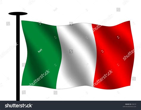 Waving Italian Flag With Flag Pole Stock Photo 93674 Shutterstock