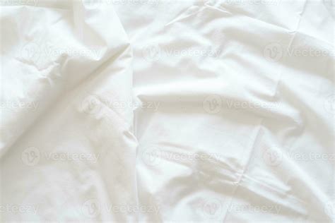 Abstract Pattern Of White Crumpled Bed Sheet White Wrinkled Fabric