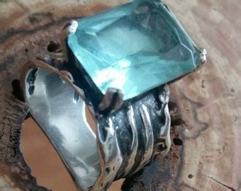 Silpada Size Sterling Silver Aqua Blue Glass Statement Ring Rare