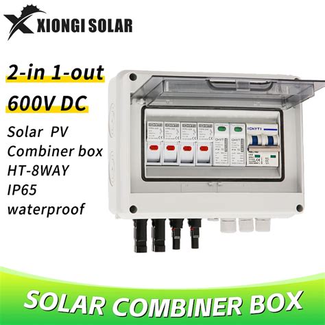 Solar Photovoltaic Pv Combiner Box With Lightning Protection Ip65 2 Input 1 Out Dc 600v Fuse