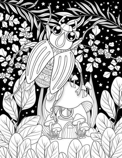 Page De Coloriage Des Insectes De Minuit Pour Adultes Illustration