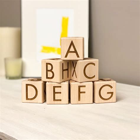 Abc Blocks Wooden Block Toys Laser Engraved Handmade Etsy