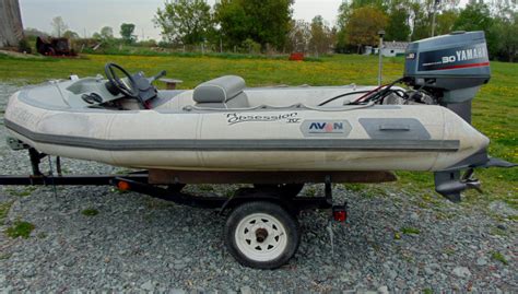 Avon Supersport 30hp Inflatable Fiberglass Tender Dinghy Boat W Davits