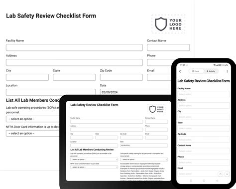 Laboratory Self Inspection Checklist Form For Mobile Tablet Fillable