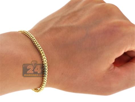 Italian 10k Yellow Gold Franco Link Mens Bracelet 3mm 8