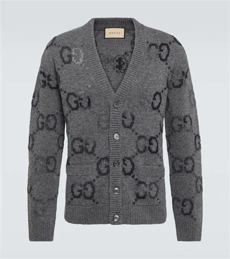 Gucci Jumbo Gg Intarsia Wool Blend Cardigan Gucci