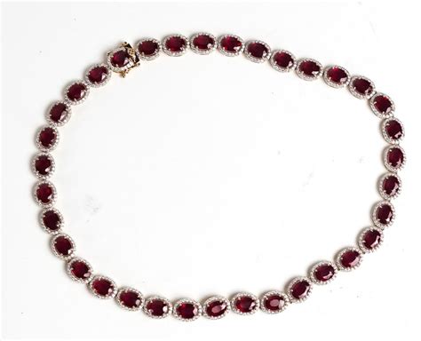 Sold Price 14k Yellow Gold Ruby And Diamond Necklace June 6 0119 10