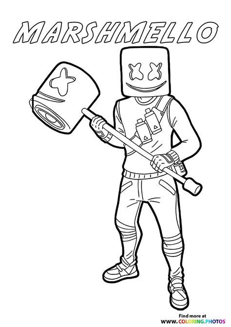 Marshmello With A Bat Fortnite Coloring Pages For Kids