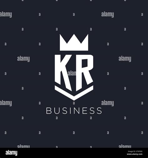 KR Logo With Shield And Crown Initial Monogram Logo Design Ideas Stock