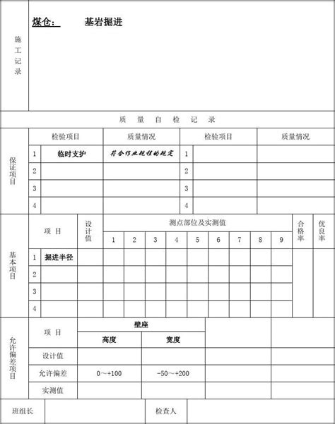 施工质量自检记录表word文档在线阅读与下载免费文档