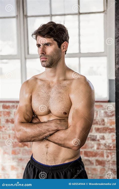 Shirtless Man With Arms Crossed Stock Photo Image Of Crossed