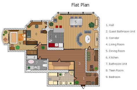 Flat design floor plan | Layout Of A Bachelor Flat