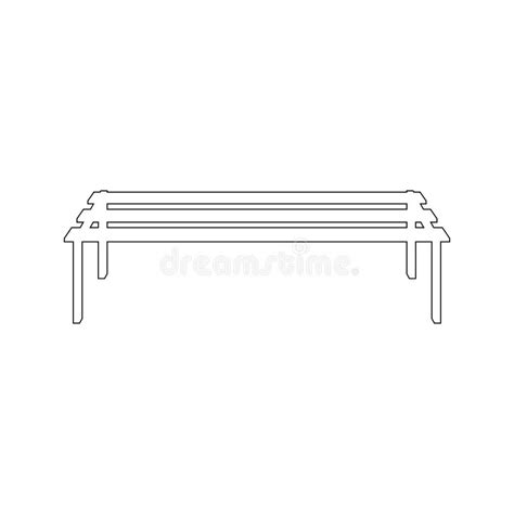 Garden Bench Public Park Furniture Design Flat Vector Illustration Isolated On White Stock