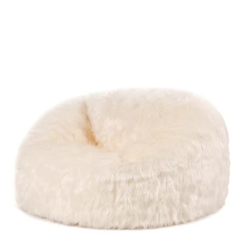 Pouf Fauteuil De Salon En Fausse Fourrure ICON Blanc Contemporain