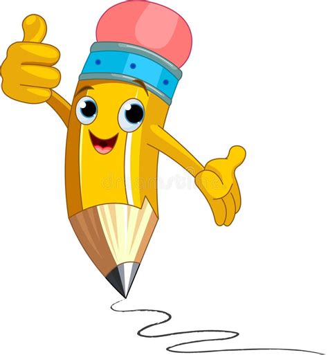 Pencil Character Giving Thumbs Up Stock Vector - Illustration of ...