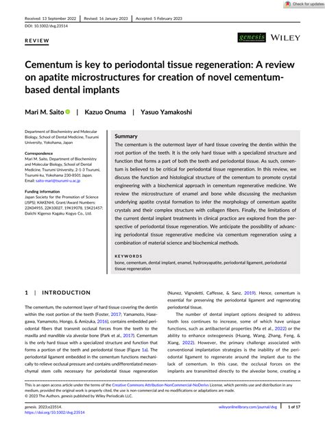 PDF Cementum Is Key To Periodontal Tissue Regeneration A Review On