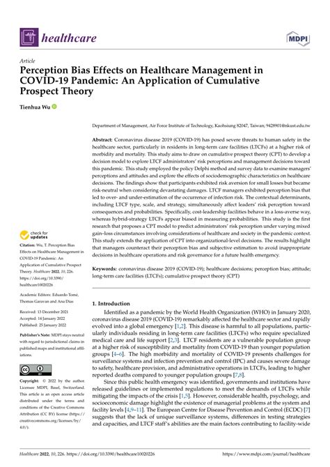 Pdf Perception Bias Effects On Healthcare Management In Covid 19