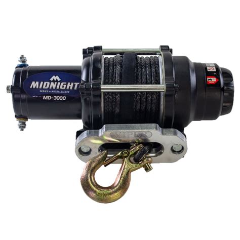 Viper Midnight Atv Winch Kit 3000 Lb With 50 Feet Black Synthetic Rope With Mount