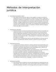 Tarea A Docx M Todos De Interpretaci N Jur Dica