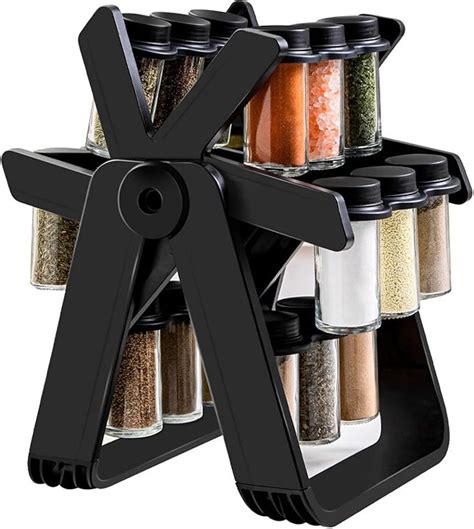 BestAlice Rotating Spice Rack Organizer With 18 Glass Spice Jars